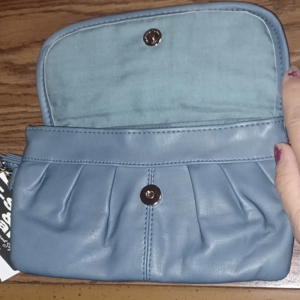 T-shirt & Jeans Wristlet/wallet, Vintage, Denim blue, embroidered, 7.5